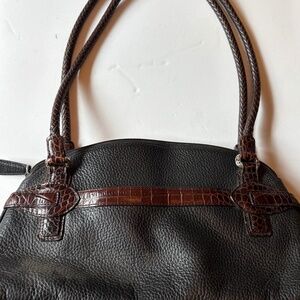 Brighton shoulder bag, two tone, black, pebbled, leather and brown croc